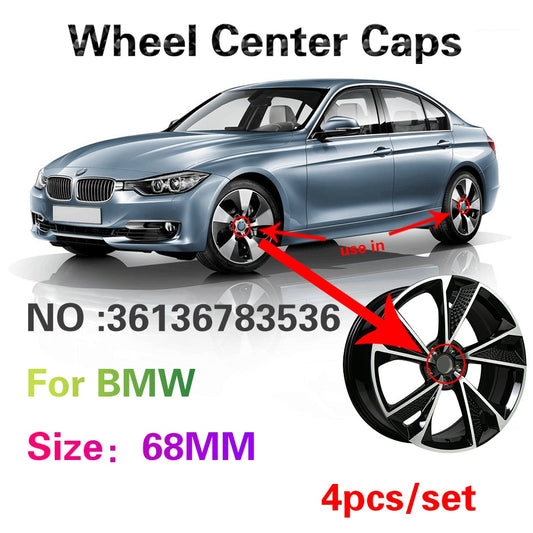 4X 68MM Car Wheel Center Cover Accessories Hub Cap For BMW X5 E70 E53 E46 E60 E90 F30 F10 E39 E36 F20 E87 E92 E91 r1200gs G30 M