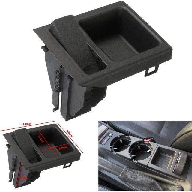 Black Double Hole Car Vehicle Front Center Console Storage Box Coin + Cup Holder for BMW E46 3SERIES 1999-2006 51168217957