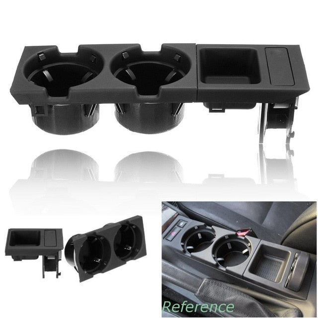 Black Double Hole Car Vehicle Front Center Console Storage Box Coin + Cup Holder for BMW E46 3SERIES 1999-2006 51168217957